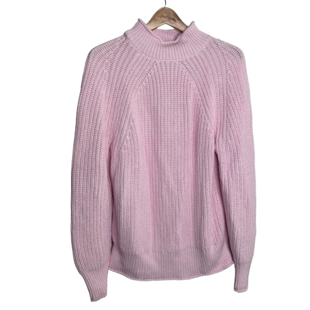 J.CREW 100% Cotton Relaxed Roll Neck Sweater Pink XL